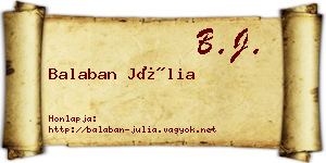 Balaban Júlia névjegykártya
